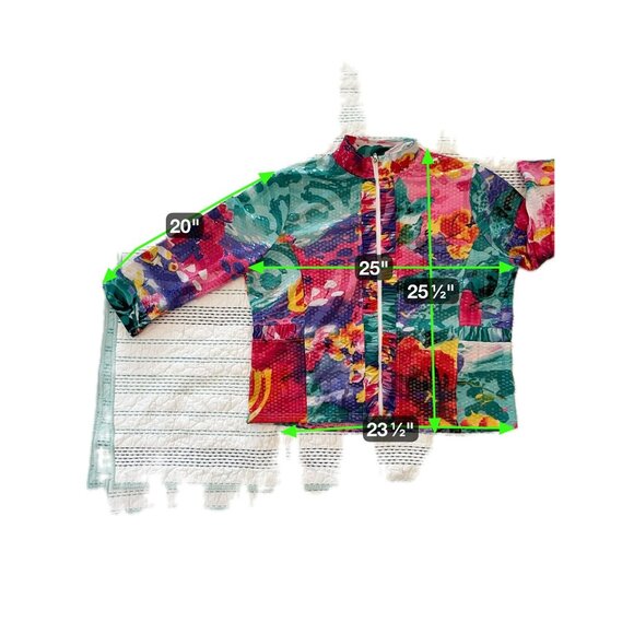 Erin London Bright Floral Glossy Zip Up Fitted Vintage‎ Y2K Size XXL - Picture 9 of 9